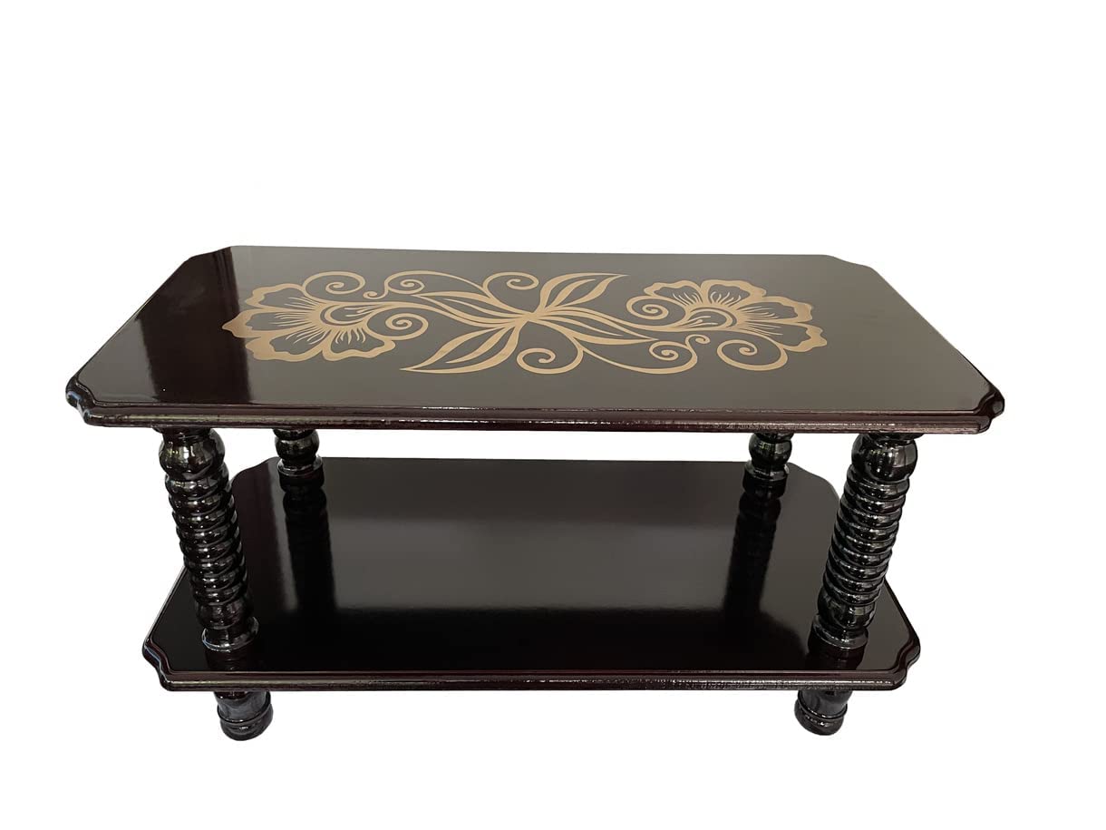 PEDPIX® Engineered Wood Coffee Table|Wood Coffee Table |Center Table with Shelves (Brown)