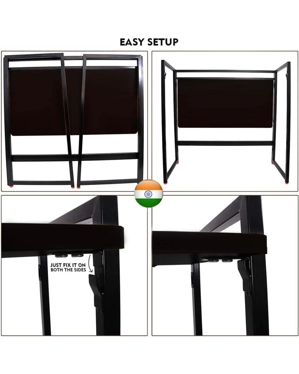 PEDPIX Engineered Wood Study Table (Free Standing, Finish Color - Black, Pre-Assembled)