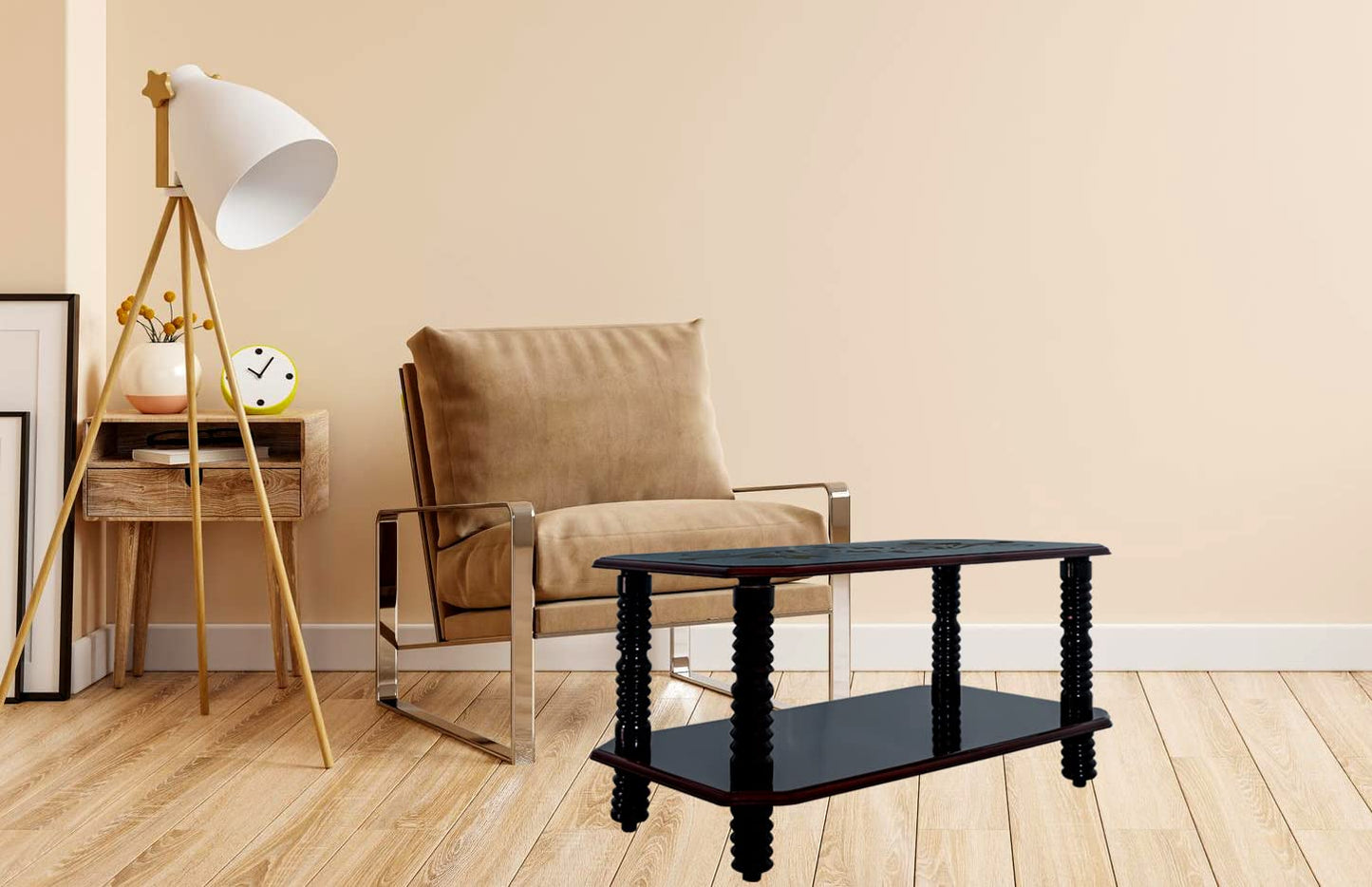 PEDPIX® Engineered Wood Coffee Table|Wood Coffee Table |Center Table with Shelves (Brown)