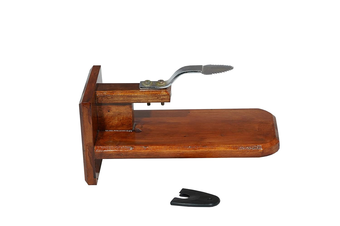 PEDPIX TM Polished Wooden Coconut Scraper with Stainless Steel Head for Kitchen Tabletop - Place on Any Type of Kitchen Top - Brown Wooden Coconut Grater Made with Natural Wood (32x14x16 Inches)