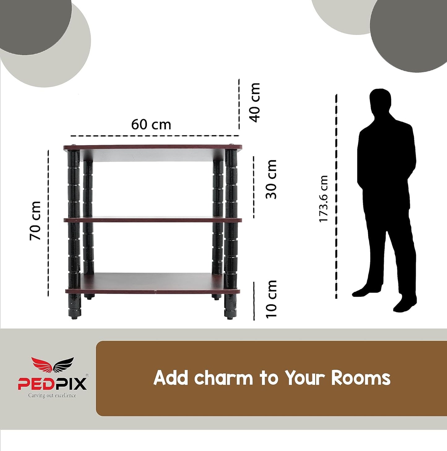 PEDPIX Engineered Wood TV Stand | TV Entertainment Unit | TV Cabinet with Racks for Set Top Box & Decorative Objects, Brown (2 Shelves Multipurpose Storage, 46X70X64)