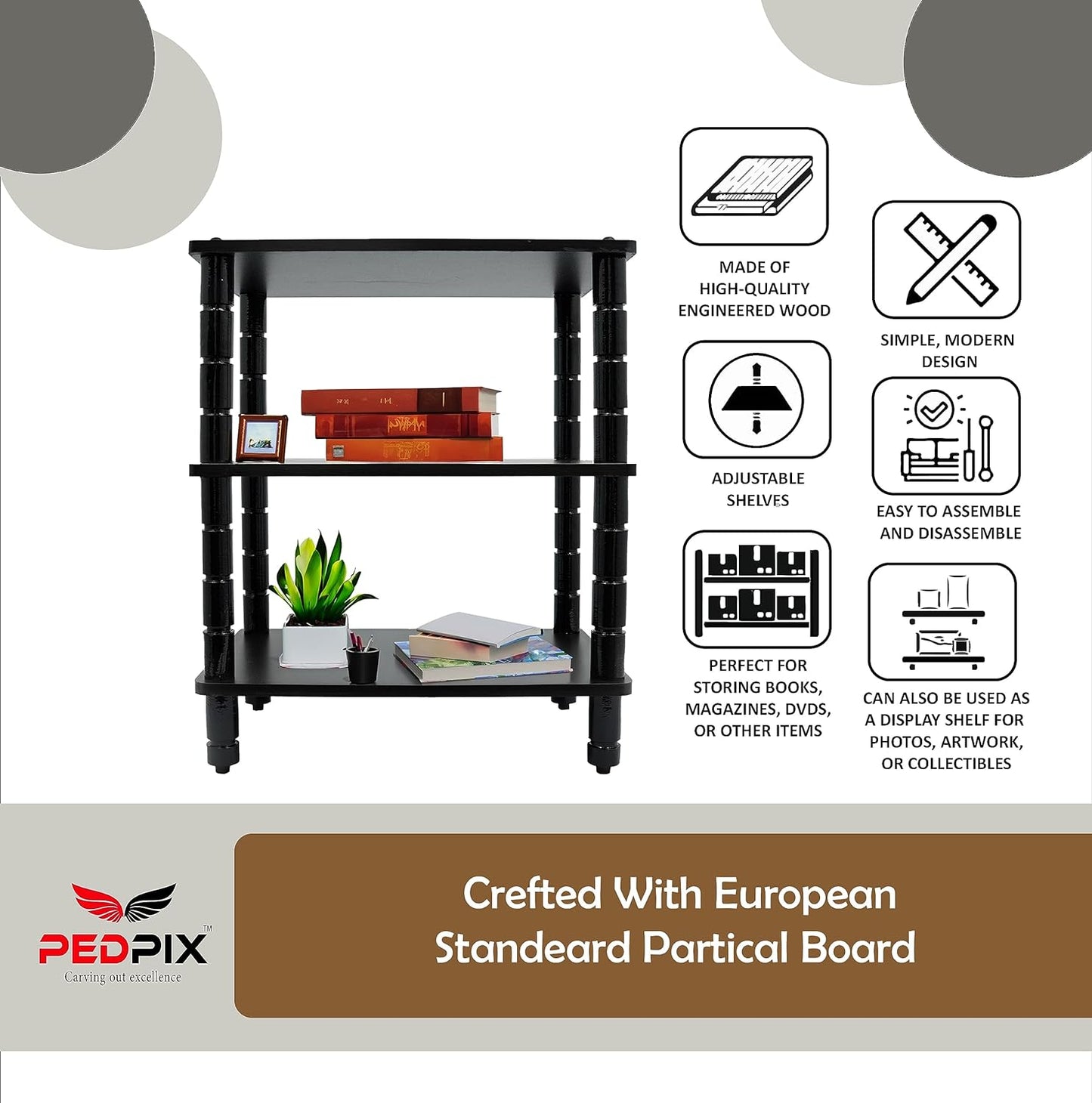 PEDPIX Engineered Wood TV Entertainment Unit with Storage TV Cabinet, Shelf Unit Display Storage Rack, TV Unit Stand, TV Panel, TV Cabinet with Racks for Set Top Box for Living Room, Bedroom,DIY