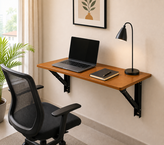 PEDPIX Wall Mounted Folding Table 80 × 40 cm – Teak | Space-Saving Foldable Wall Desk