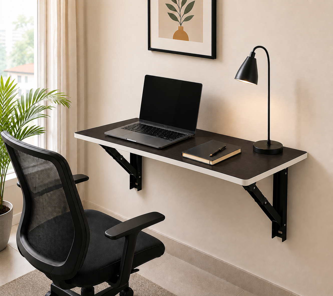 PEDPIX Wall Mounted Folding Table 80 × 40 cm – Venge White | Foldable Space-Saving Wall Desk