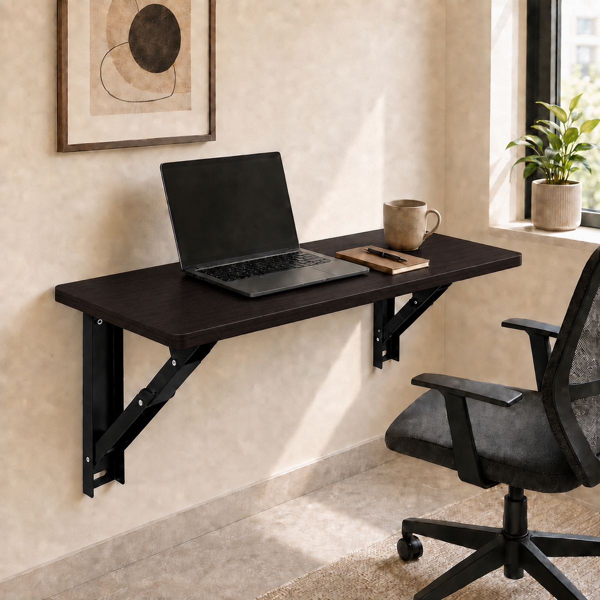 PEDPIX Wall Mounted Folding Table 100 × 40 cm | Space-Saving Foldable Table | Study, Work & Multipurpose Table