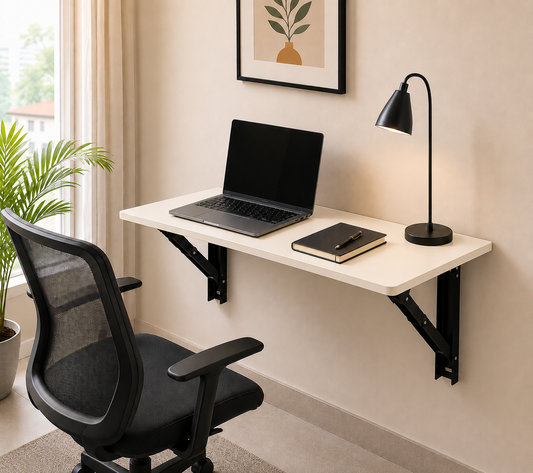 PEDPIX® Wall Mounted Folding Table | 80 × 40 cm | Cream | Space-Saving Foldable Wall Desk