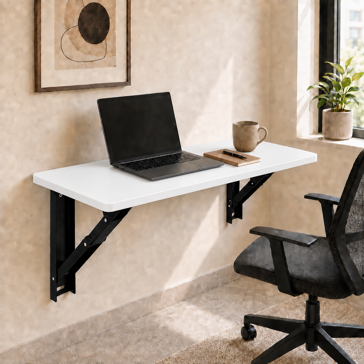 PEDPIX Wall Mounted Folding Table 100 × 40 cm | Space-Saving Foldable Table | Study, Work & Multipurpose Table
