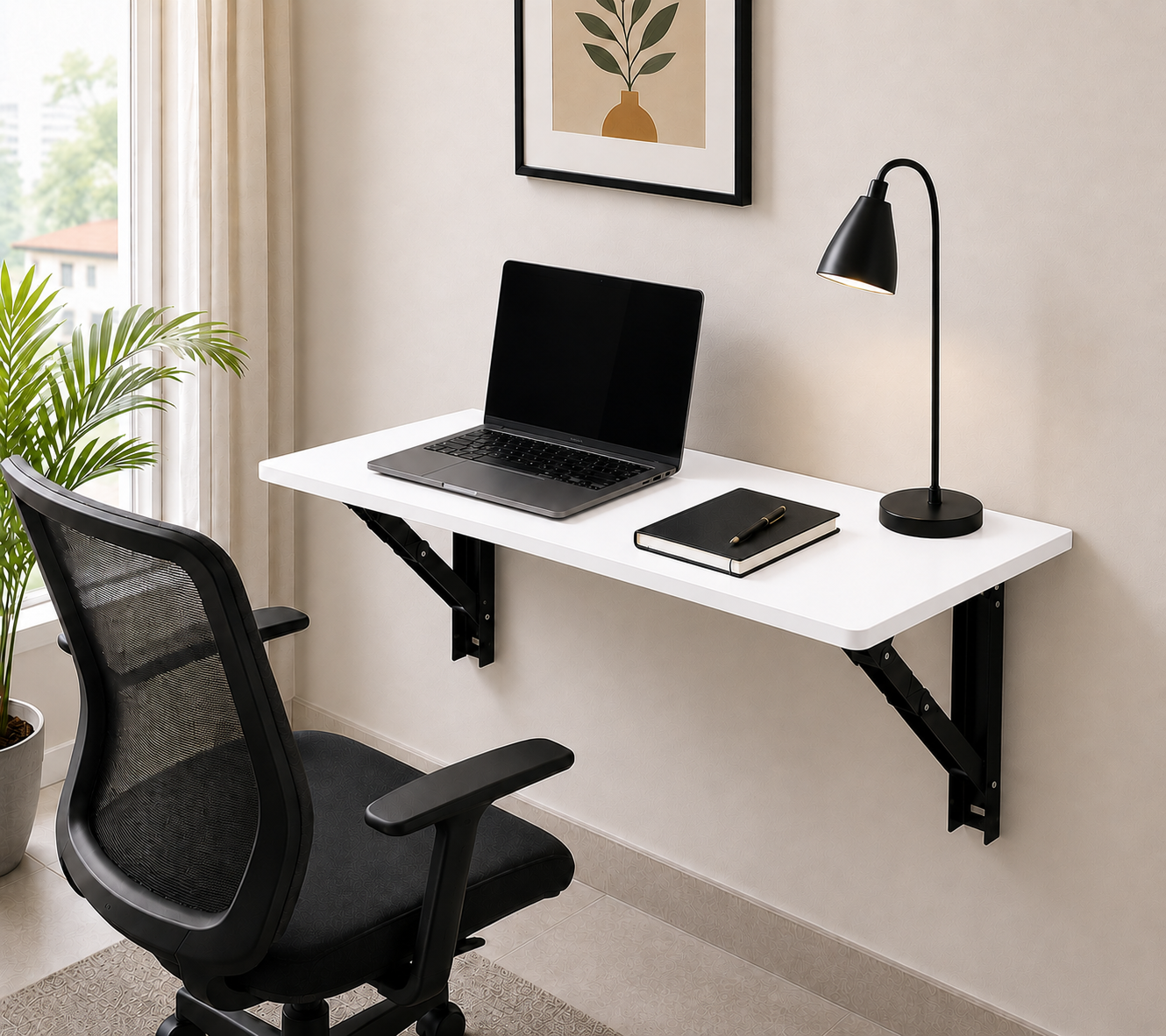 PEDPIX Wall Mounted Folding Table 80 × 40 cm – White | Foldable Space-Saving Wall Desk