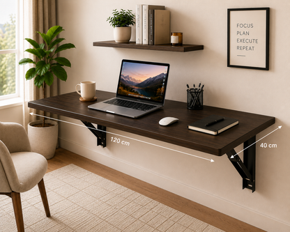 PEDPIX Wall Mounted Folding Table 120 × 40 cm | Space-Saving Foldable Wall Desk
