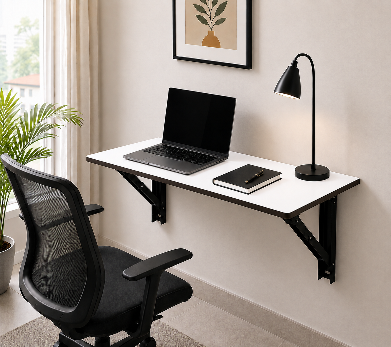 PEDPIX Wall Mounted Folding Table 80 × 40 cm – White Venge | Foldable Space-Saving Wall Desk