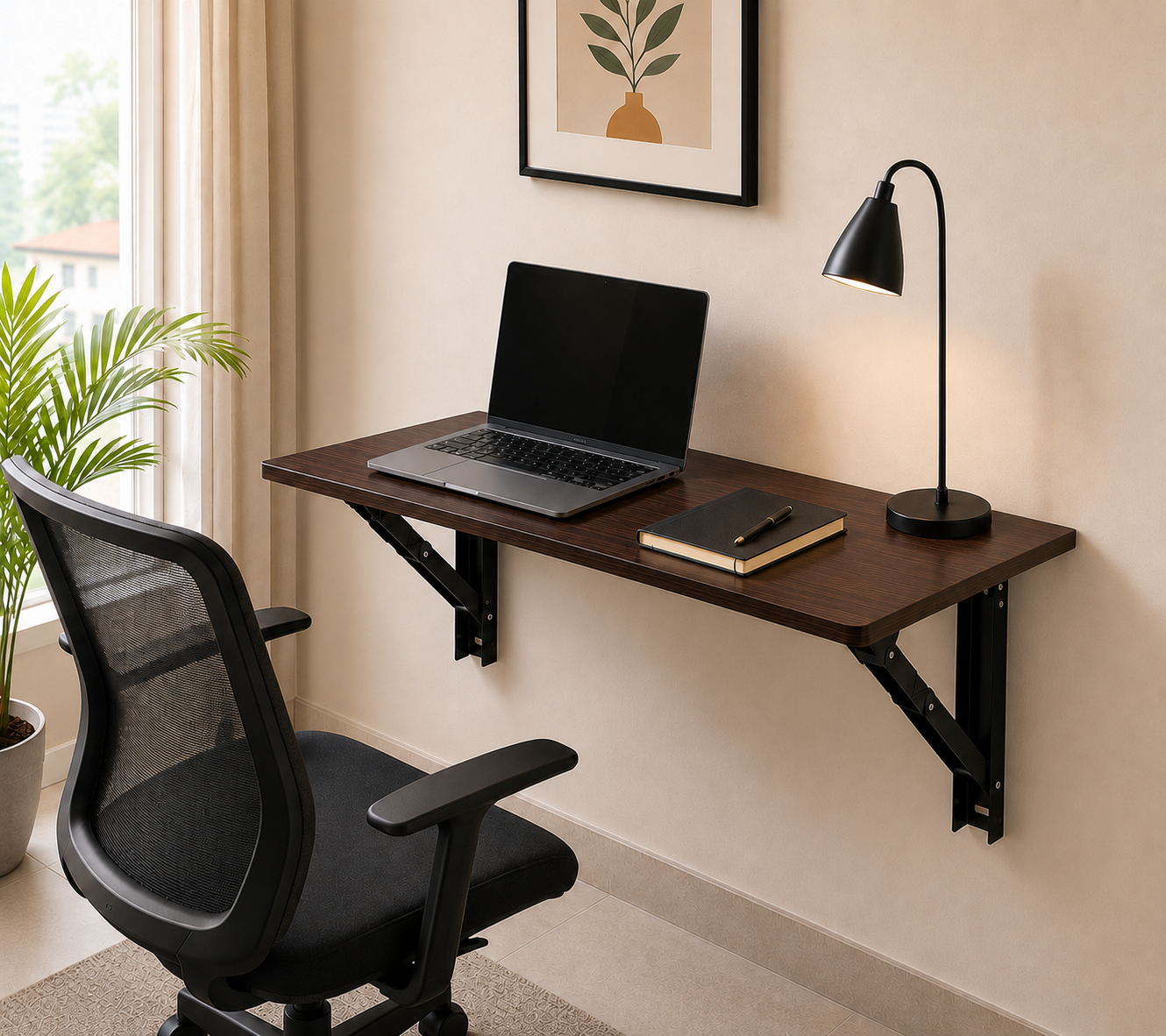 PEDPIX® Wall Mounted Folding Table – 80 × 40 cm | Space-Saving Foldable Wall Desk | Venge