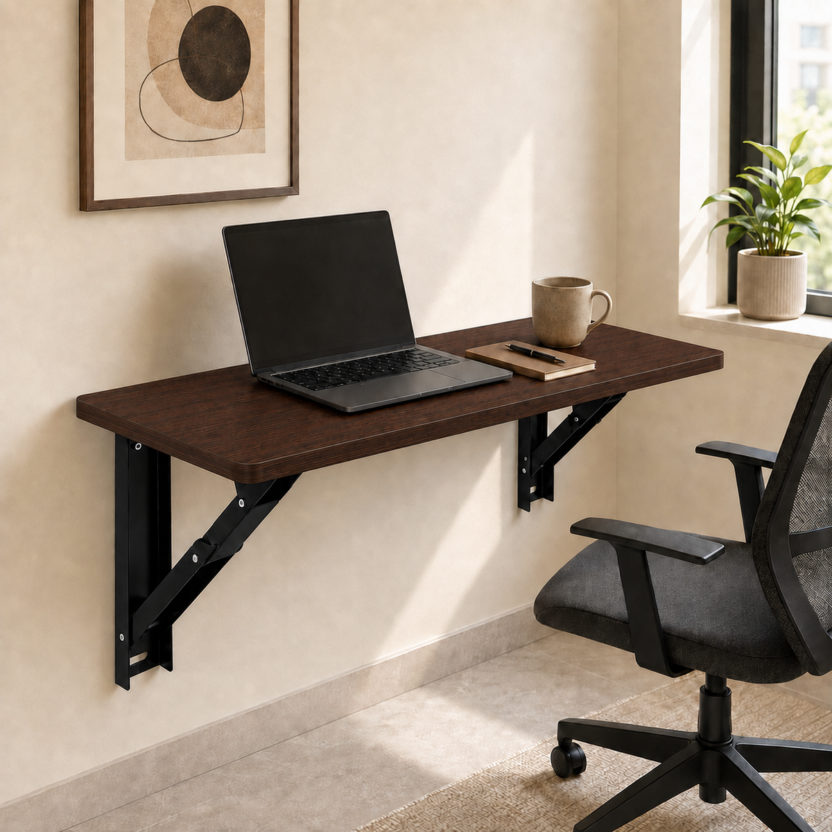 PEDPIX Wall Mounted Folding Table 100 × 40 cm | Space-Saving Foldable Table | Study, Work & Multipurpose Table
