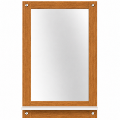 PEDPIX wall mounted dressing mirror with shelf in Teak White, view 2