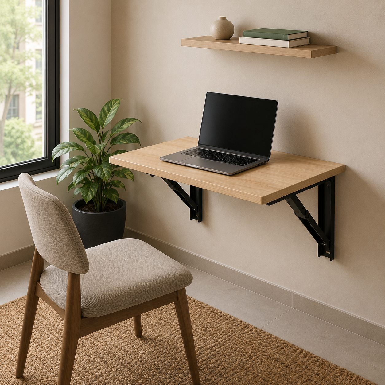 PEDPIX Wall-Mounted Folding Study Table – 60 × 40 cm | Space-Saving Foldable Laptop Desk for Home, Office & Small Rooms | Dark Brown