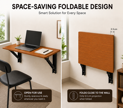 PEDPIX Wall Mounted Folding Table 80 × 40 cm | Space-Saving Foldable Wall Desk