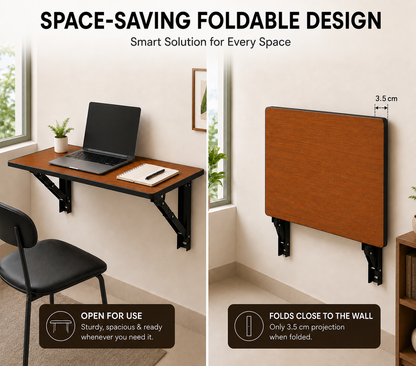 PEDPIX Wall Mounted Folding Table 80 × 40 cm | Space-Saving Foldable Wall Desk