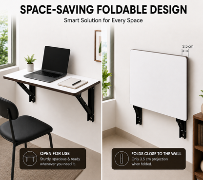 PEDPIX Wall Mounted Folding Table 80 × 40 cm | Space-Saving Foldable Wall Desk