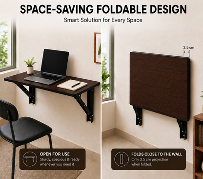 PEDPIX Wall Mounted Folding Table 80 × 40 cm | Space-Saving Foldable Wall Desk