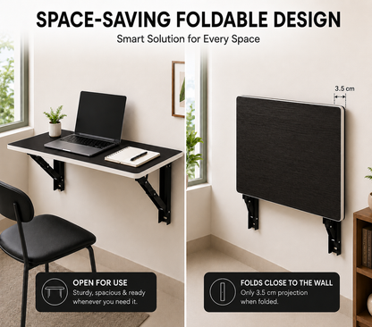 PEDPIX Wall Mounted Folding Table 80 × 40 cm | Space-Saving Foldable Wall Desk