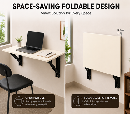PEDPIX Wall Mounted Folding Table 80 × 40 cm | Space-Saving Foldable Wall Desk