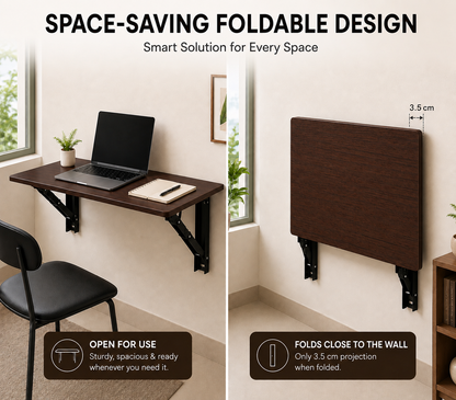 PEDPIX Wall Mounted Folding Table 80 × 40 cm | Space-Saving Foldable Wall Desk