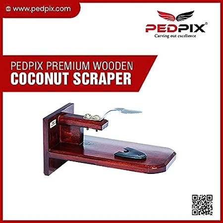 Copy of PEDPIX TM Polished Wooden Coconut Scraper with Stainless Steel Head for Kitchen Tabletop - Place on Any Type of Kitchen Top - Brown Wooden Coconut Grater Made with Natural Wood (32x14x16 Inches)