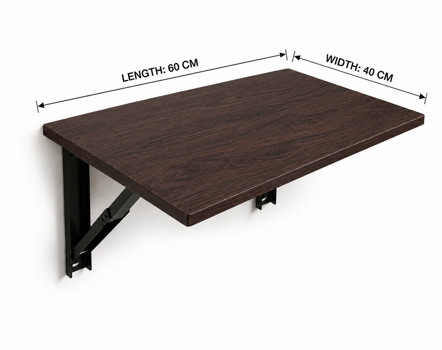 PEDPIX Wall-Mounted Folding Study Table – 60 × 40 cm | Space-Saving Foldable Laptop Desk for Home, Office & Small Rooms | Dark Brown