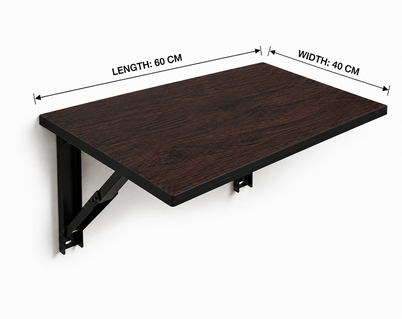 PEDPIX Wall-Mounted Folding Study Table – 60 × 40 cm | Space-Saving Foldable Laptop Desk for Home, Office & Small Rooms | Dark Brown