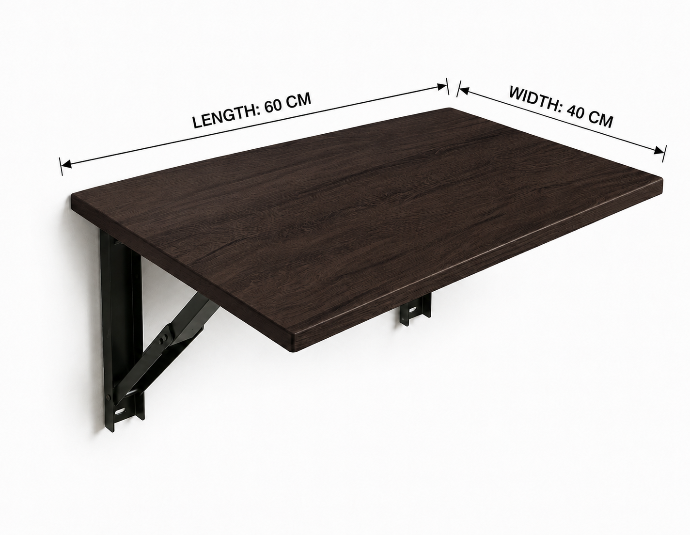 PEDPIX Wall-Mounted Folding Study Table – 60 × 40 cm | Space-Saving Foldable Laptop Desk for Home, Office & Small Rooms | Dark Brown