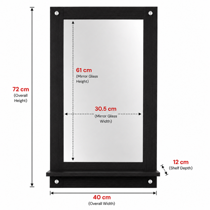PEDPIX wall mounted dressing mirror with shelf in Venge, view 5