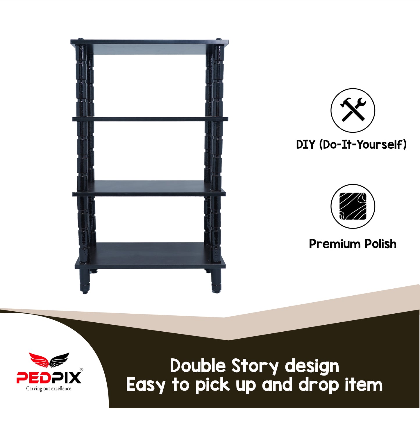 PEDPIX 3 Shelves Multipurpose Storage Cabinet Engineered Wood Book Shelf, Bookcase, Book Rack Stand, Open Book Shelf, Display Unit, Mahogany_(LXBXH:30X60X100cm) DIY(Do-it-Yourself)
