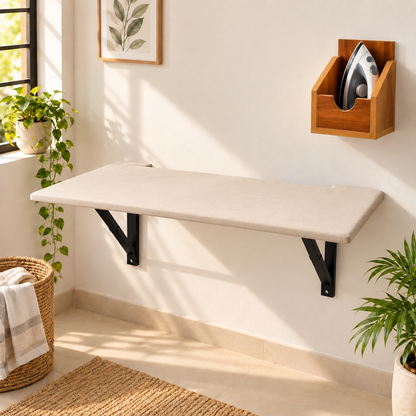 PEDPIX wall mounted folding ironing table in Cream, view 5