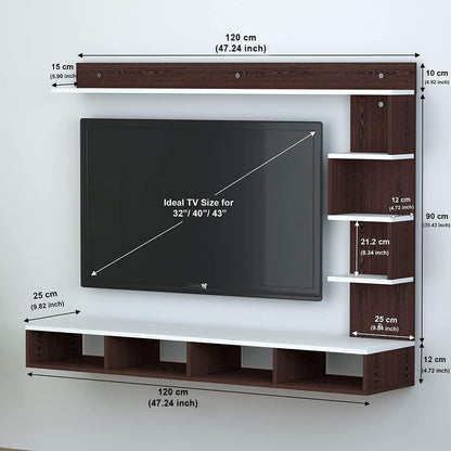 PEDPIX Larisa Engineered Wood Wall Mount TV Unit/TV Stand/TV Cabinet/TV Entertainment Unit/Set Top Box Stand (Wenge/White) (Ideal for 43 Inch)(D.I.Y)