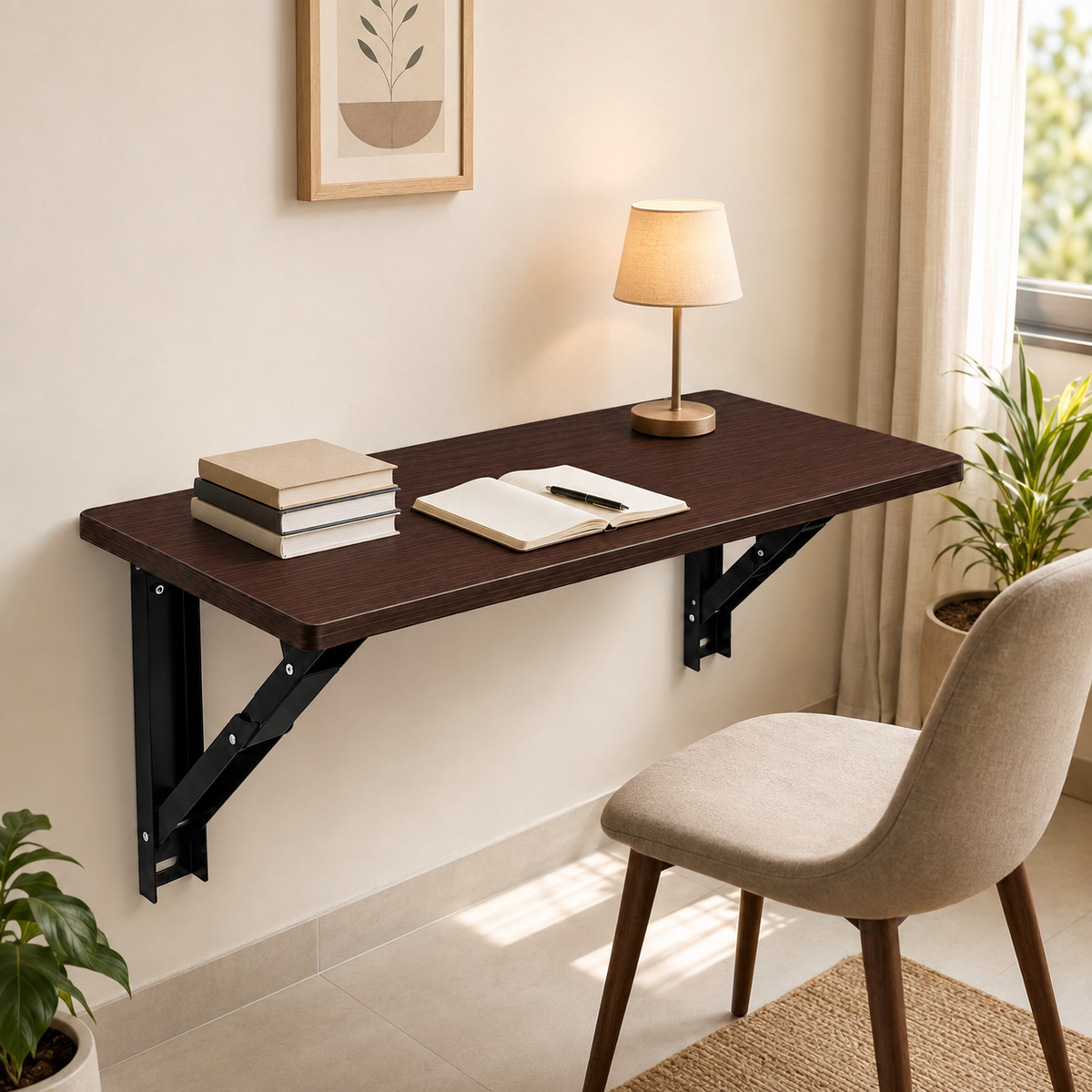 PEDPIX Wall Mounted Folding Table 100 × 40 cm | Space-Saving Foldable Table | Study, Work & Multipurpose Table