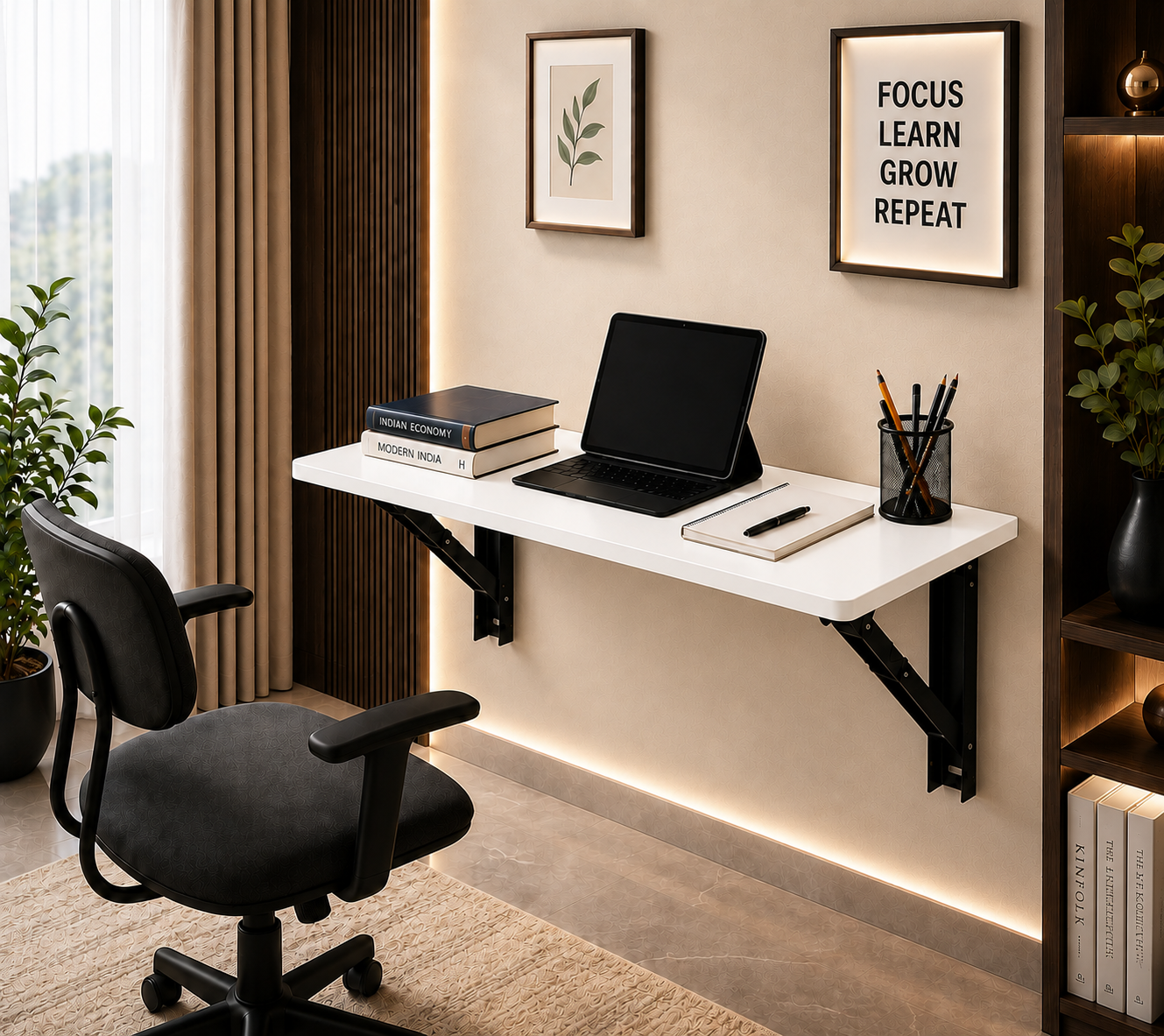 PEDPIX Wall Mounted Folding Table 80 × 40 cm – White | Foldable Space-Saving Wall Desk