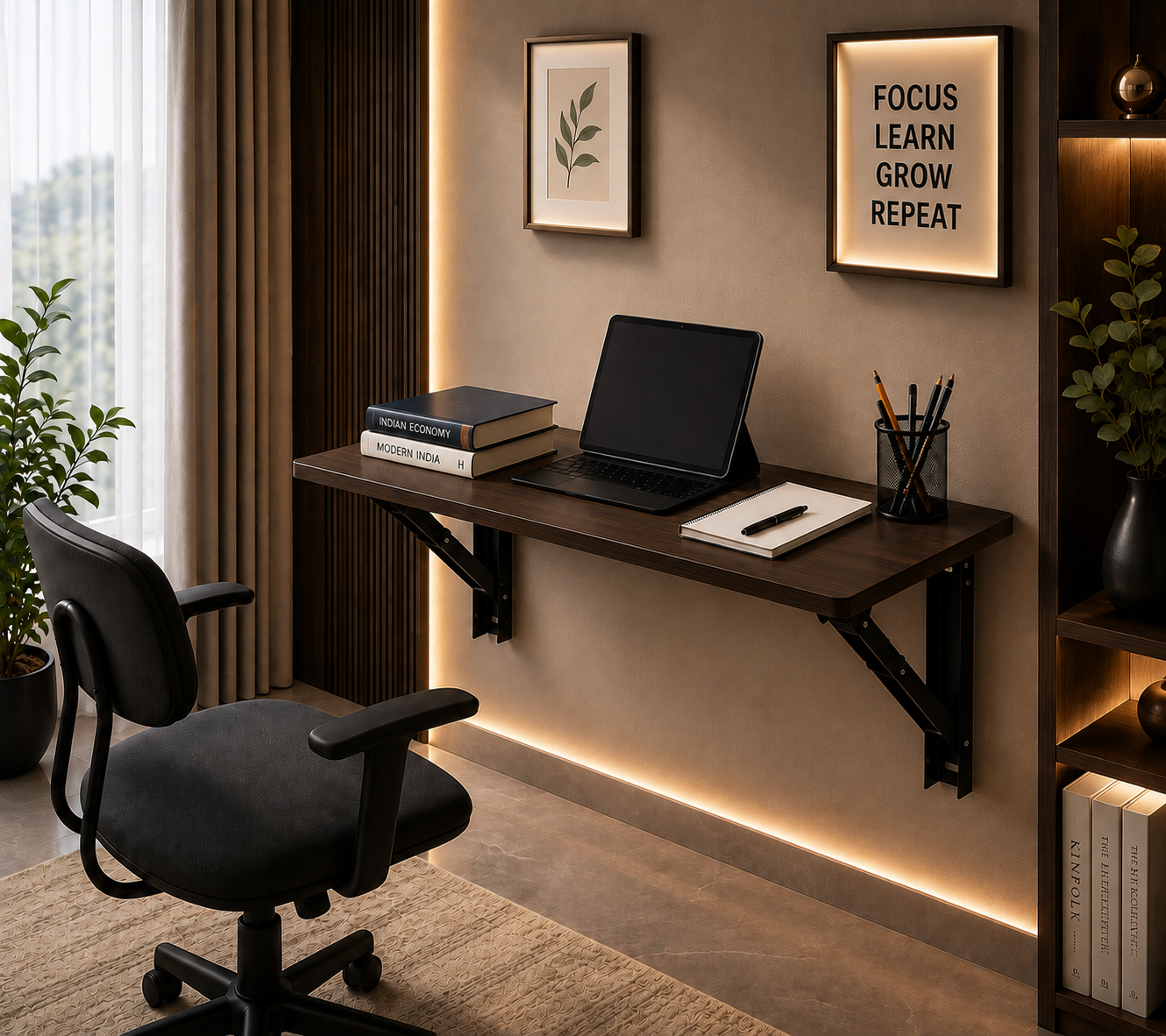 PEDPIX® Wall Mounted Folding Table – 80 × 40 cm | Space-Saving Foldable Wall Desk | Venge