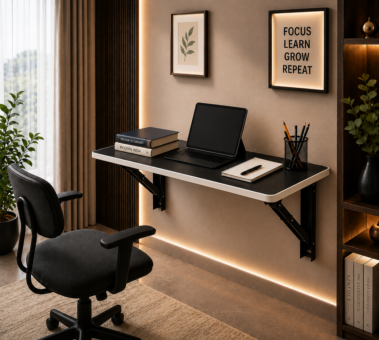 PEDPIX Wall Mounted Folding Table 80 × 40 cm – Venge White | Foldable Space-Saving Wall Desk