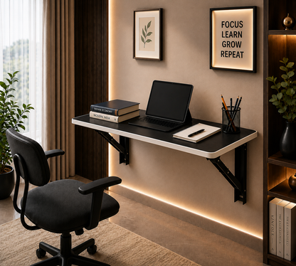 PEDPIX Wall Mounted Folding Table 80 × 40 cm | Space-Saving Foldable Wall Desk