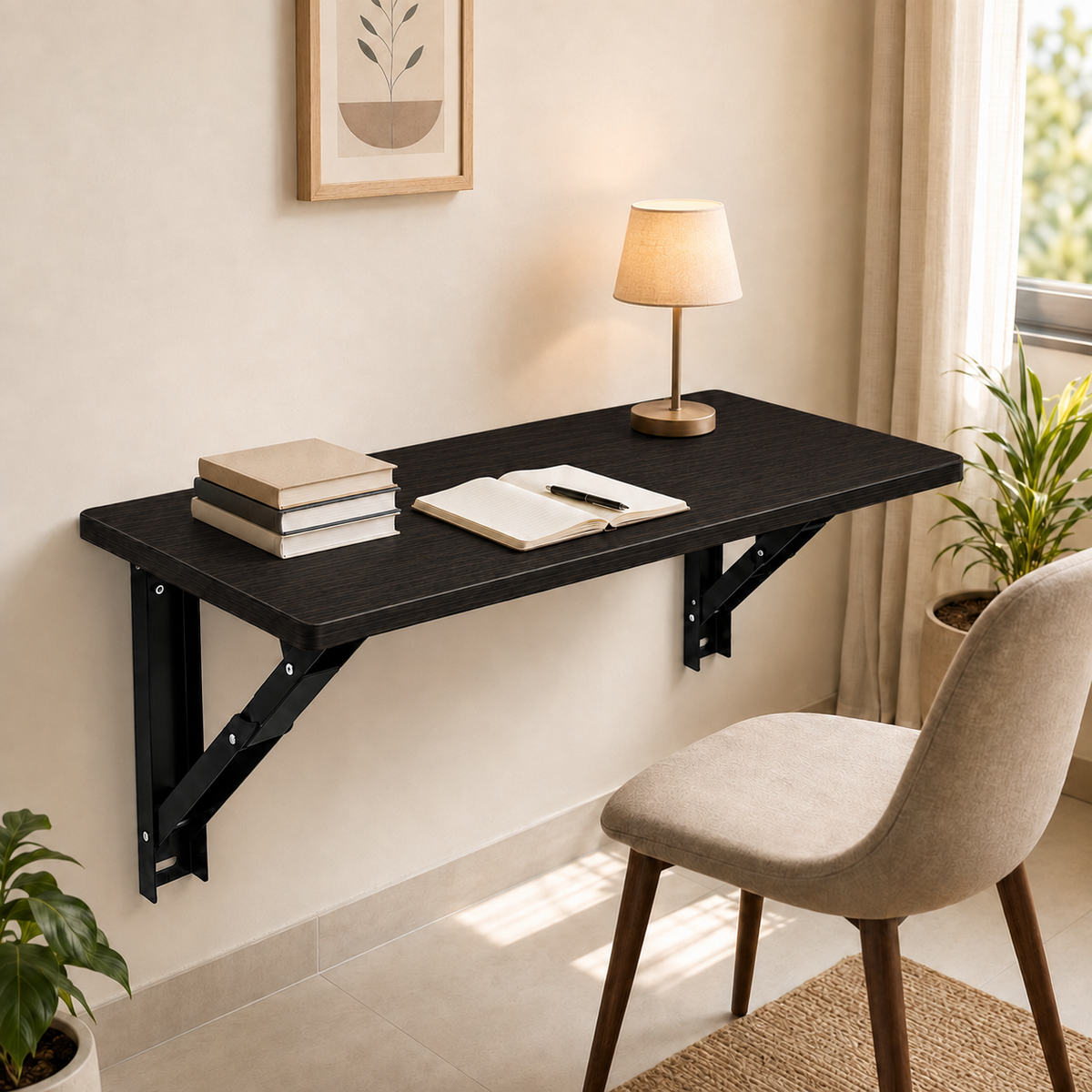 PEDPIX Wall Mounted Folding Table 100 × 40 cm | Space-Saving Foldable Table | Study, Work & Multipurpose Table