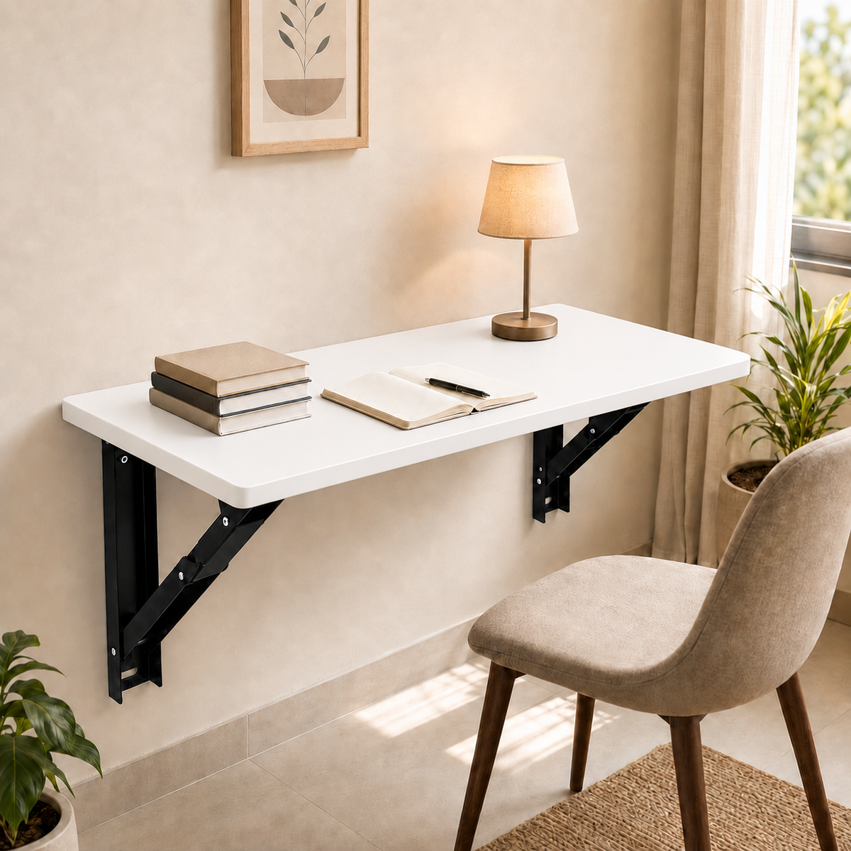 PEDPIX Wall Mounted Folding Table 100 × 40 cm | Space-Saving Foldable Table | Study, Work & Multipurpose Table