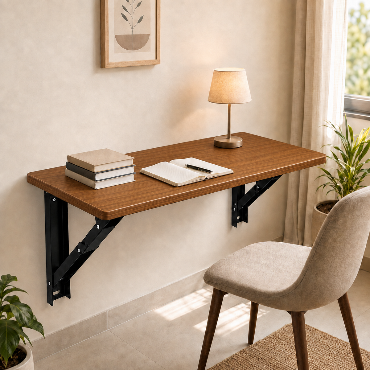 PEDPIX Wall Mounted Folding Table 100 × 40 cm | Space-Saving Foldable Table | Study, Work & Multipurpose Table