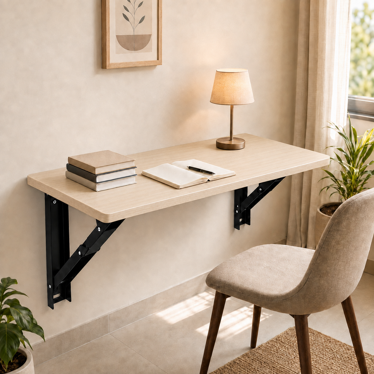 PEDPIX Wall Mounted Folding Table 100 × 40 cm | Space-Saving Foldable Table | Study, Work & Multipurpose Table