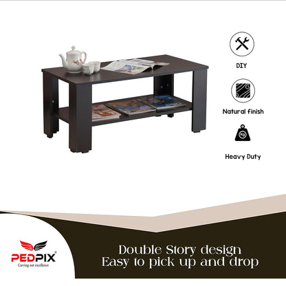 PEDPIX Engineered Wood Coffee Table with Storage Shelf, Stylish Wooden Living Room Furniture
