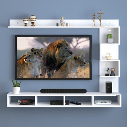 PEDPIX Larisa Engineered Wood Wall Mount TV Unit/TV Stand/TV Cabinet/TV Entertainment Unit/Set Top Box Stand (Wenge/White) (Ideal for 43 Inch)(D.I.Y)