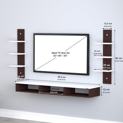 PEDPIX Engineered Wood Wall Mount TV Unit/TV Stand/Wall Set Top Box Stand/TV Cabinet/TV Entertainment Unit (Wenge/White)(Ideal for 32-40 Inch)(D.I.Y)