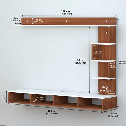 PEDPIX Larisa Engineered Wood Wall Mount TV Unit/TV Stand/TV Cabinet/TV Entertainment Unit/Set Top Box Stand (Wenge/White) (Ideal for 43 Inch)(D.I.Y)