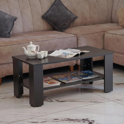 PEDPIX Engineered Wood Coffee Table with Storage Shelf, Stylish Wooden Living Room Furniture