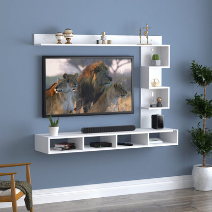 PEDPIX Larisa Engineered Wood Wall Mount TV Unit/TV Stand/TV Cabinet/TV Entertainment Unit/Set Top Box Stand (Wenge/White) (Ideal for 43 Inch)(D.I.Y)