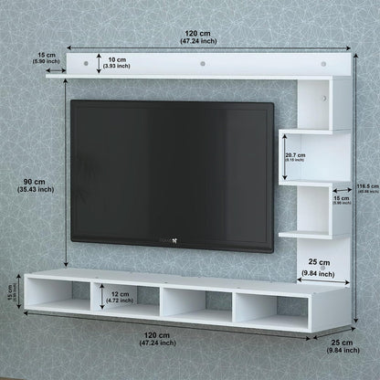 PEDPIX Larisa Engineered Wood Wall Mount TV Unit/TV Stand/TV Cabinet/TV Entertainment Unit/Set Top Box Stand (Wenge/White) (Ideal for 43 Inch)(D.I.Y)