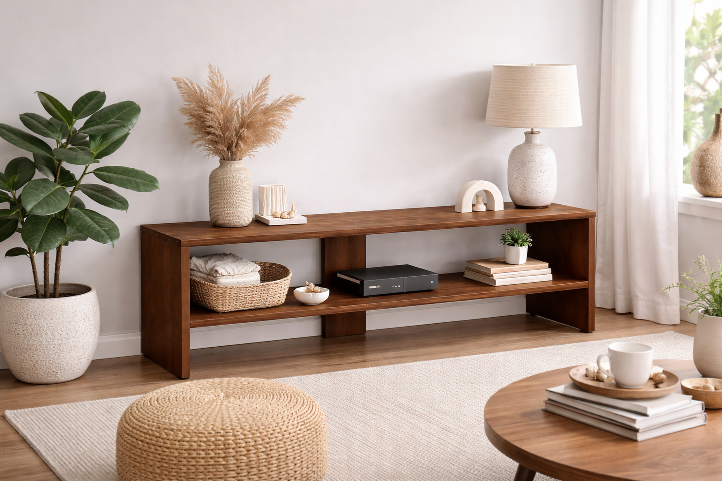 PEDPIX® Premium Wooden TV Stand | Modern Open Shelf TV Cabinet for Living Room | Engineered Wood